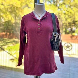 Faded-glory Men's Burgundy Henley Shirt